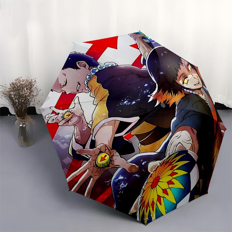 1pc Kamado Tanjirou & Nezuko Kamado Outdoor Umbrella - Automatic Opening/Closing, 3-Fold Design, 8-Bone Iron Frame, Festival Gift for Anime Fans, Trav