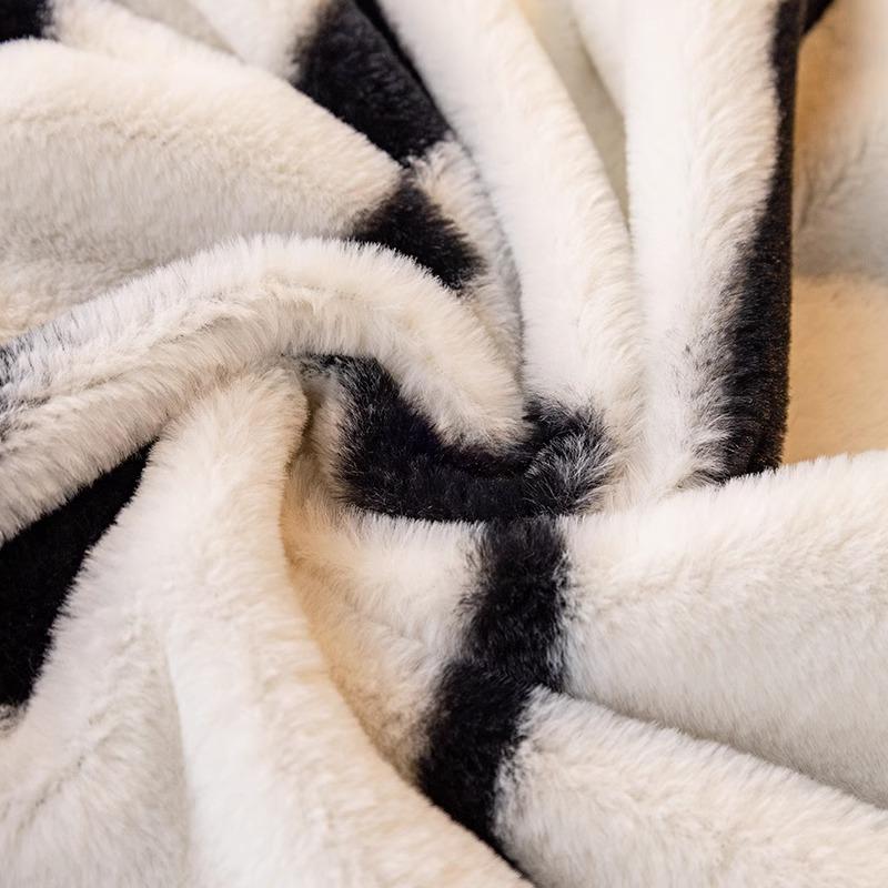 Plush Sofa Cover Autumn and Winter Zebra Pattern Light Luxury High-end Rabbit Velvet One-piece Anti-slip Full Cover Sofa Towel