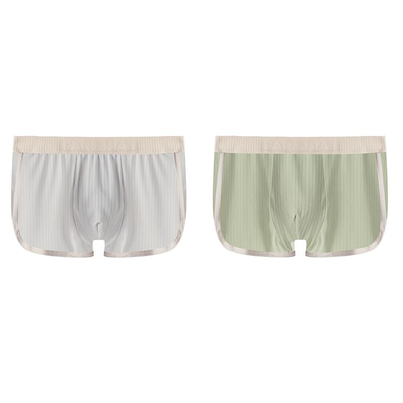 2PCS Men's Striped Boxer Shorts Underwear Sexy Panties Man Underpants Male Boxers Homme U Convex Lingerie Underpants