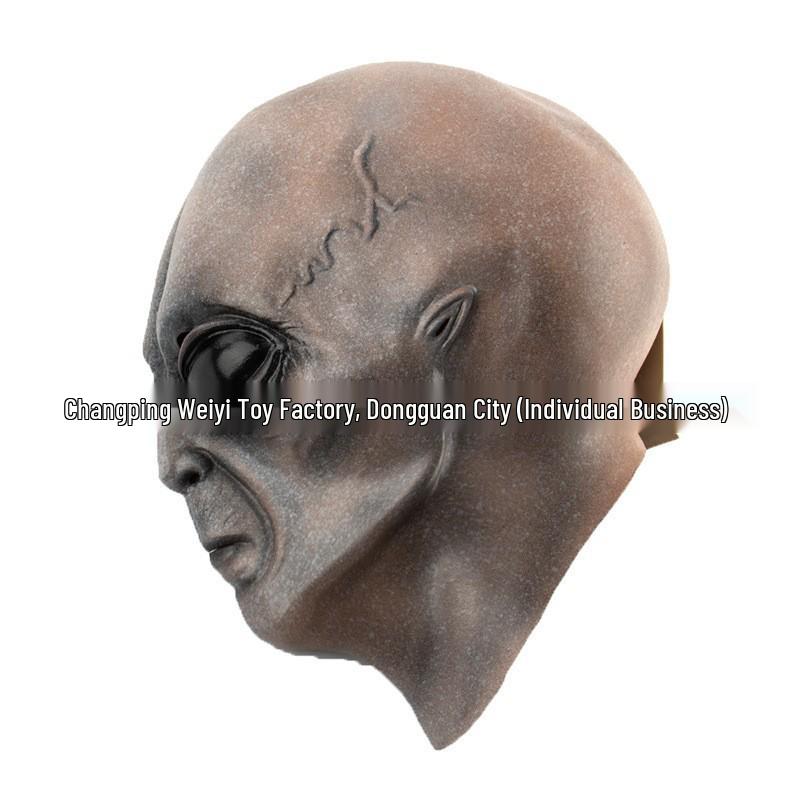 Glowing Gray Alien Latex Mask with Big Eyes - Scary and Funny Halloween Headwear