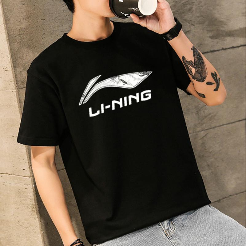 Li Ning Casual Sports Round Neck Short Sleeve T-Shirt Men Tops Black AHSR587-3