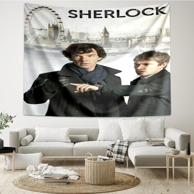 Sherlock Holmes Print Tapestry, Backdrop, Easy Setup, Ideal for Bedroom, Office & Living Room, with Aesthetic Wall Hanging Decor.