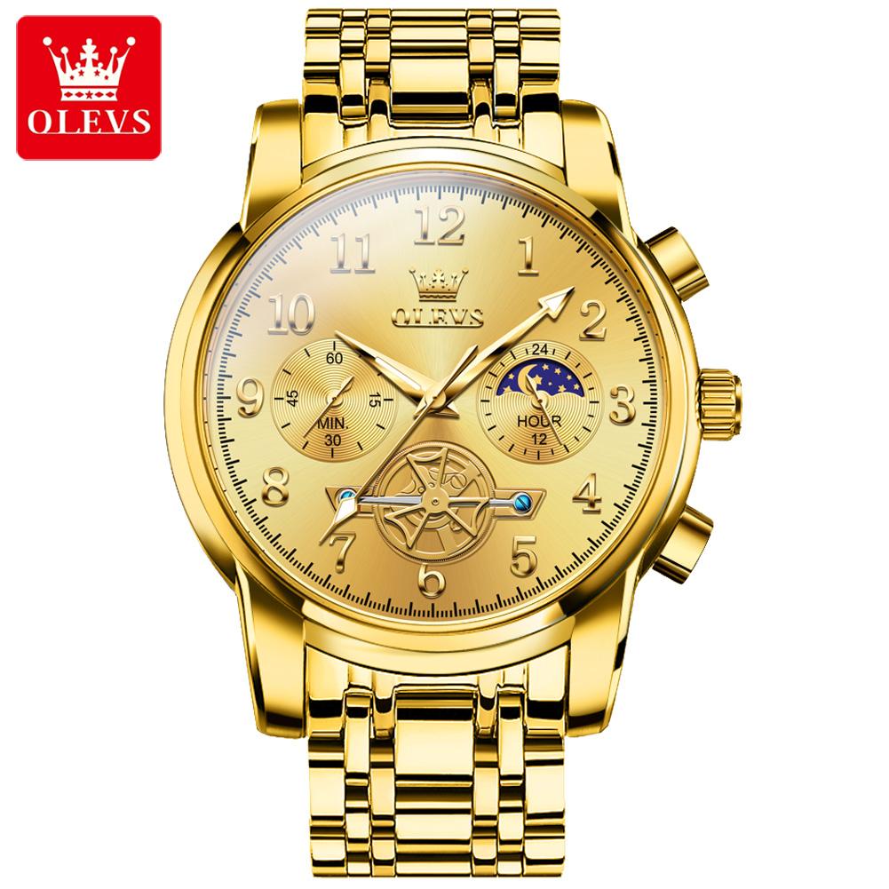 OLEVS Brand Watch Multi Functional Waterproof Quartz Watch Moon Phase Luminous Men's Watch 2903