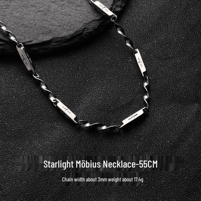 Möbius Ring Titanstahl Halskette: Unisex Halskette im kalten Stil Hip-Hop mit Nischendesign.