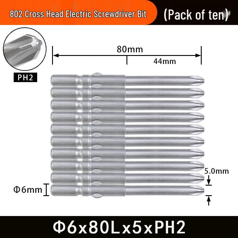 Nigao 802 Magnetic S2 Steel Electric Screwdriver Bit, 6mm, 60/80mm Length