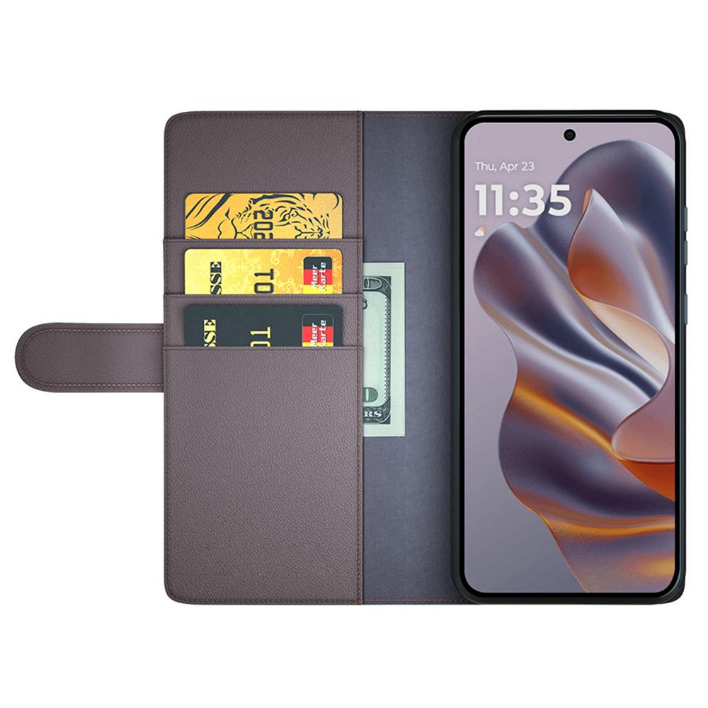 

For Motorola Edge 50 Neo 5G/Moto S50 5G/Thinkphone 25 5G Case Genuine Split Leather Phone Cover with Wallet Stand Brown