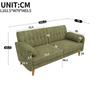 Modern 2-Seater Sofa In Chenille with Thick Seat Cushion, Tufted Backrest, 2 Armrest Cushions, Side Pockets; Solid Wood Legs, Easy To Assemble, Green