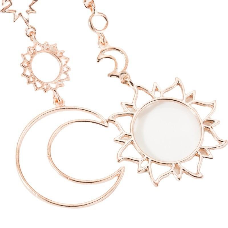 Elegant Rose Gold Moon And Sun Earrings Fashion Alloy Minimalist Jewelry For Women