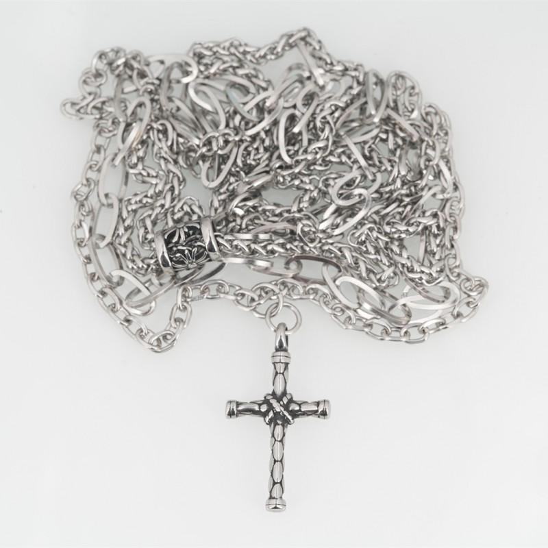 Titanium Steel Cross Pendant Necklace Men Women Minimalist Layered Chain Hip Hop Streetwear Jewelry