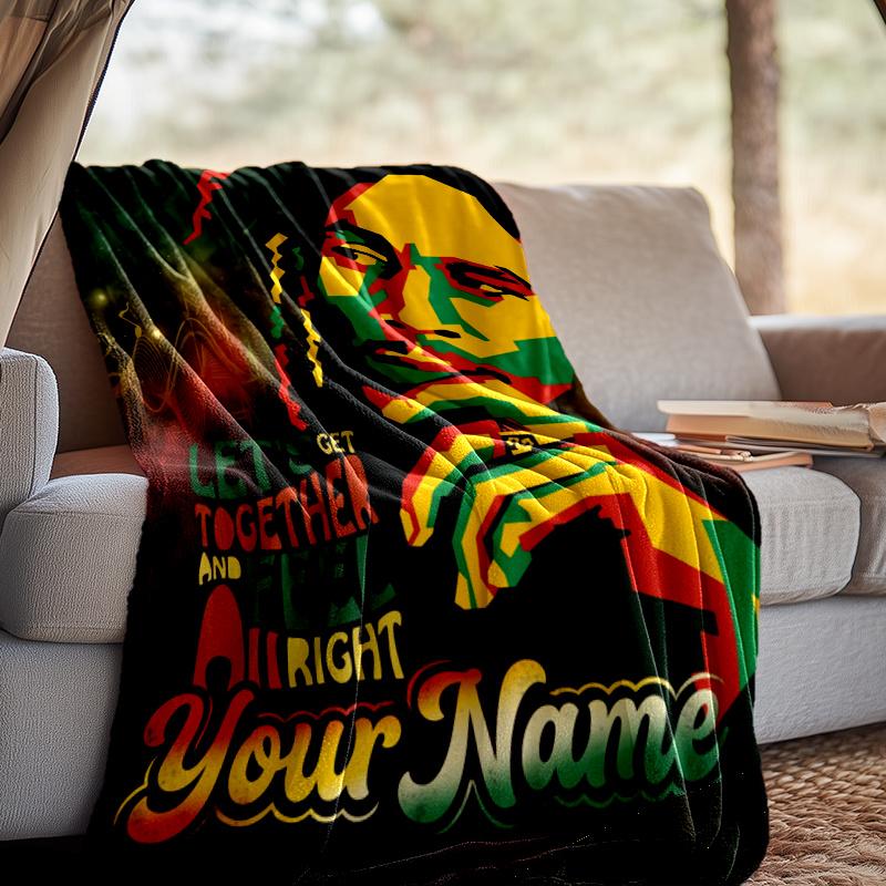 Individuelle Decke mit Bob Marley Motiv - Perfekt für Sofa, Bett, Büro und Reisen im Freien - Ideales Geschenk für Weihnachten & Feiertage