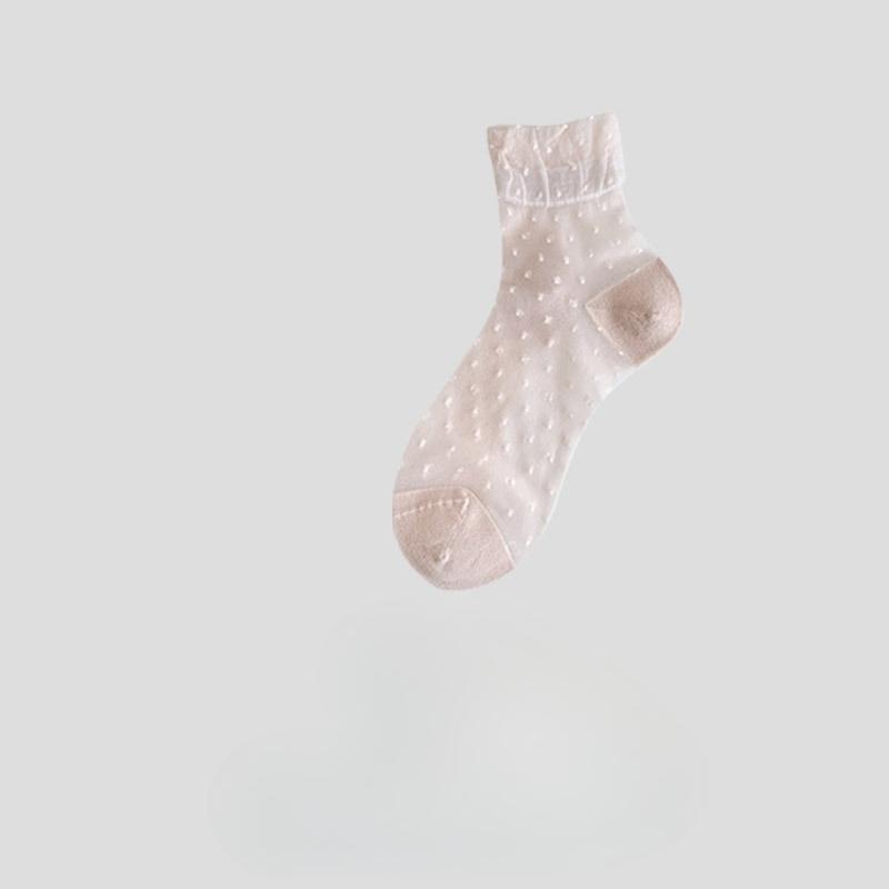 Spring and Summer Lightweight Foggy Breathable Mid-Length Stockings with Children's Lace and Cool Patterned Design