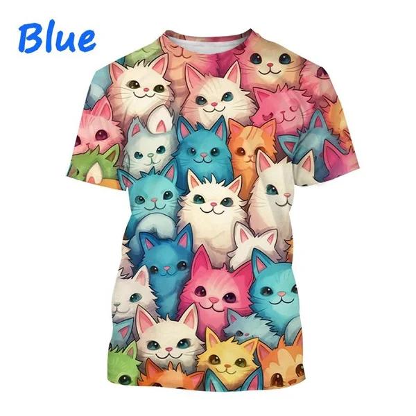 Funny Cute Cat 3D Printing T-shirt Arrivals Personality Fashion Cool Harajuku Style Street Men's and Women's Unisex T-shirts