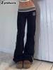 Fall Winter New Basic American Style Wide Leg Striped Low Waist Casual Pants Women Versatile Joggers Sweatpants