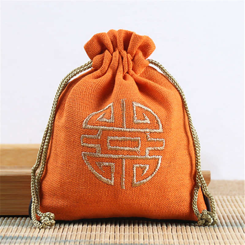 10pcs Chinese Color Linen Cotton Drawstring Bag Small Gift Jewelry Packaging Storage Pocket Reusable Pouch Decoration