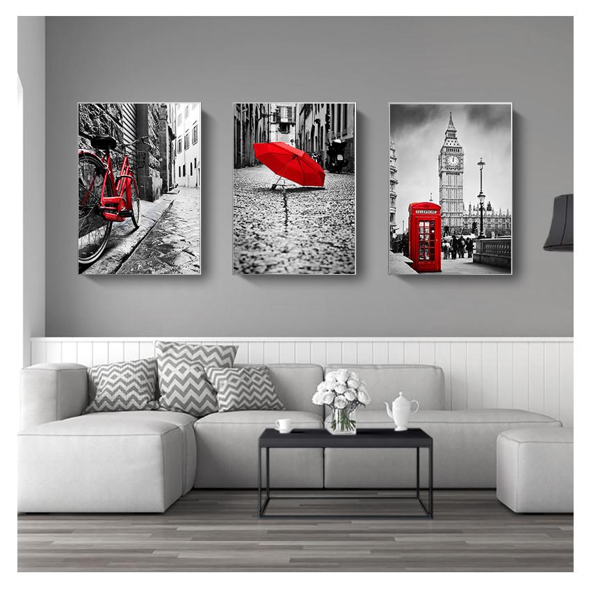 City Umbrella Call Box Nordic Posters And Prints Wall Pictures For Living Room Salon Wall Art Canvas Painting London