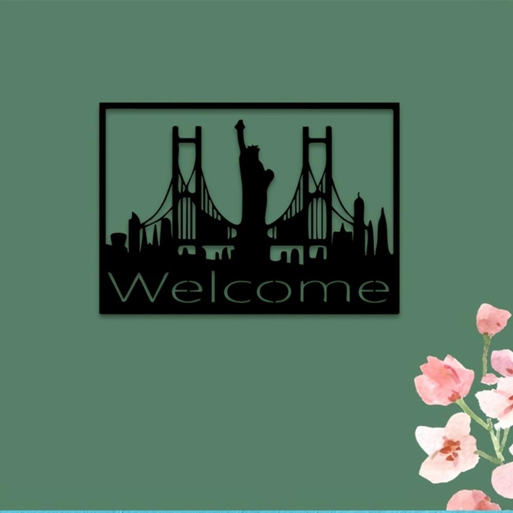 2D Flat Metal Wall Art Liberty Bridge Design Home Decor 1pc