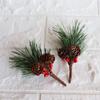 Mini Pine Needle Christmas Tree with Pine Cones and Simulated Flower Vine Accessories