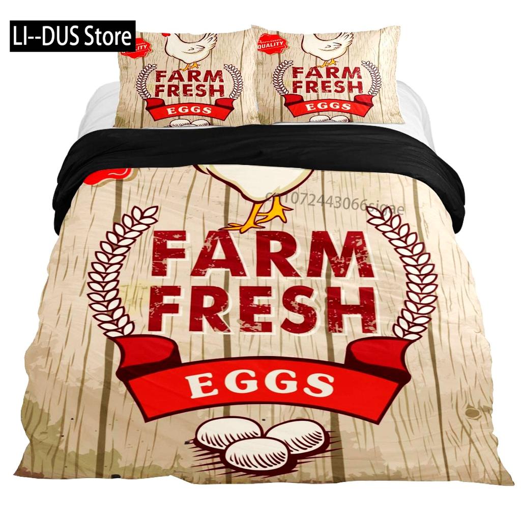 Rooster Comforter Cover King Full Size for Boys Girls Rustic Rooster Bedding Set Duvet Cover Vintage Bedding Collection 3Pcs