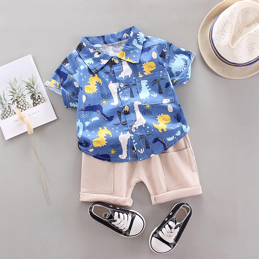 1-4Years Infant Baby Boys Clothes Set Cartoon T-shirt Tops+Shorts Summer Outfits