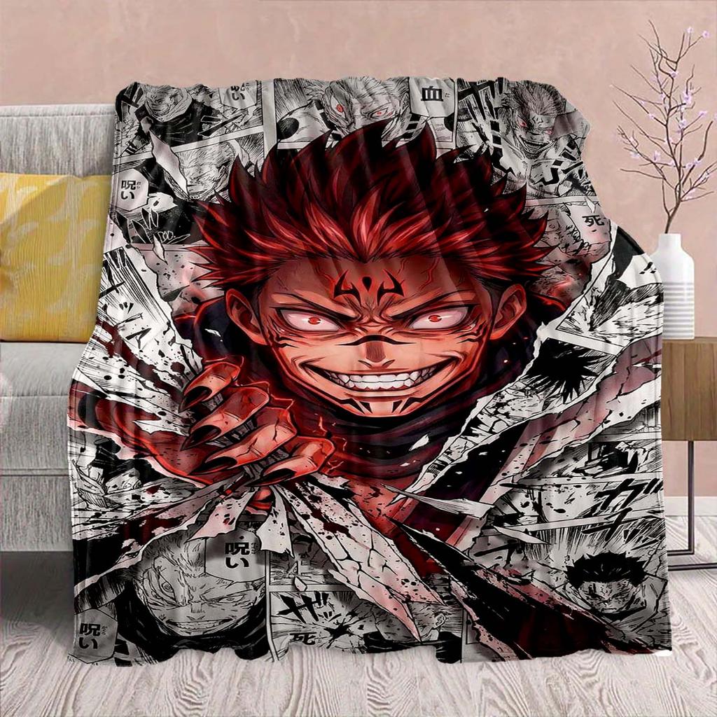 Jujutsu Kaisen Anime Flannel Blanket - Soft Warm Perfect for Sofa, Bedding Camping Travel Office Home Decor -QJY
