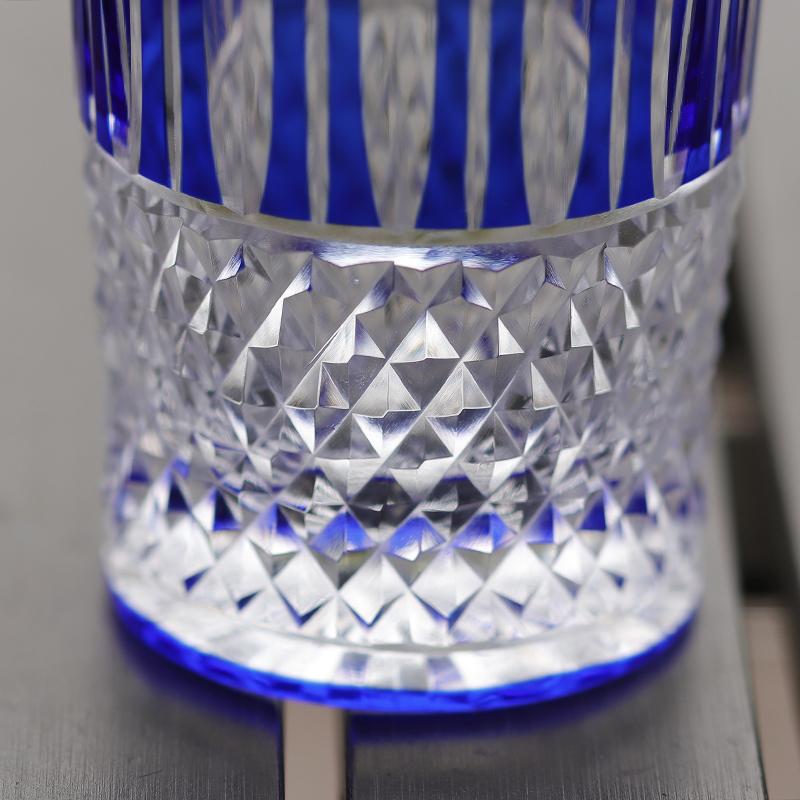 Edo Kiriko Blue Wine Drinking Glass Cup Lead-free Crystal Glass Blue Hand-blown Hand-carved Glasses Best Gift For Wedding