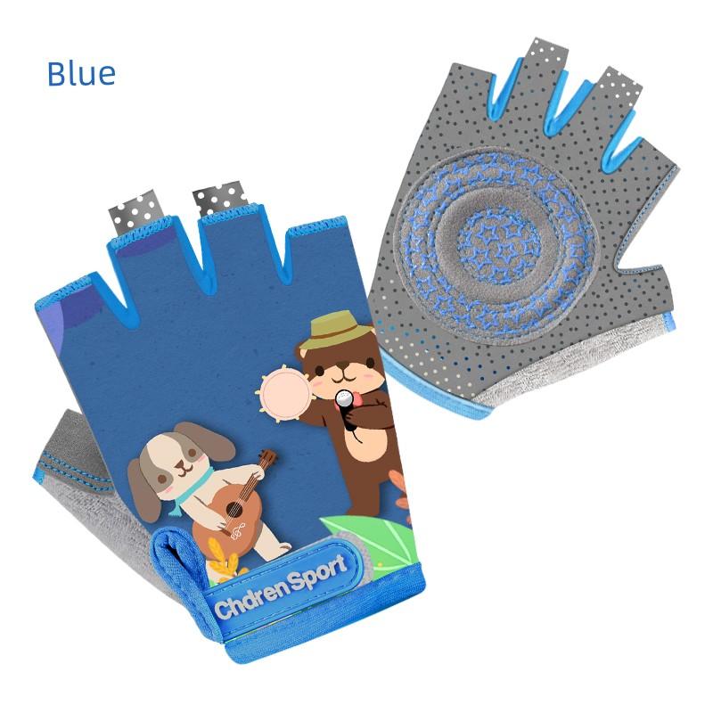 Kids Bicycle Cycling Gloves Half Finger Thin Breathable, Non-Slip, Wear-Resistant Balance Car Rock Climbing Skateboards Gloves for Men