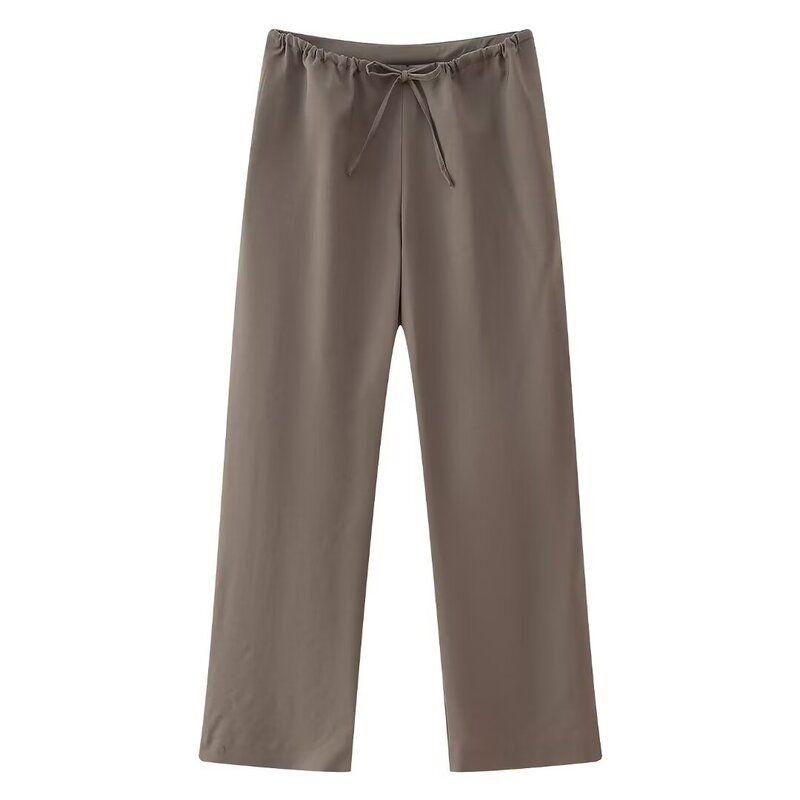 

Fashion Style 2024 Spring New Arrival Women s Clothing Hanging Collar Normcore Doctrine Tops Mid Waist Pants 8346330 Khaki pants M