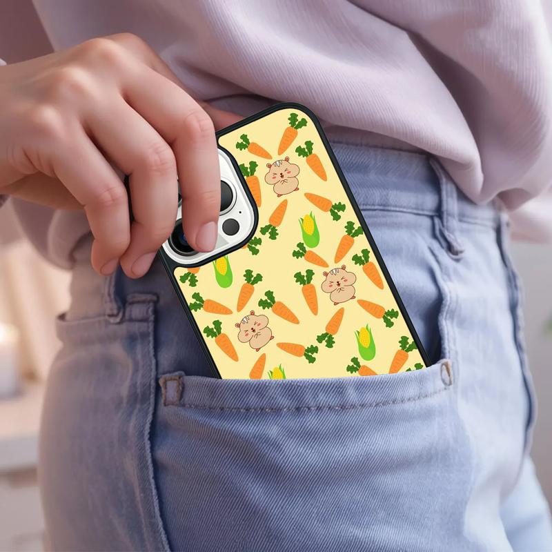 Cute Cartoon Carrot Pattern Phone Case For iPhone 17 Air 15 16e 14 13 Pro Max Coque 12 11 Pro Max PLUS Cover