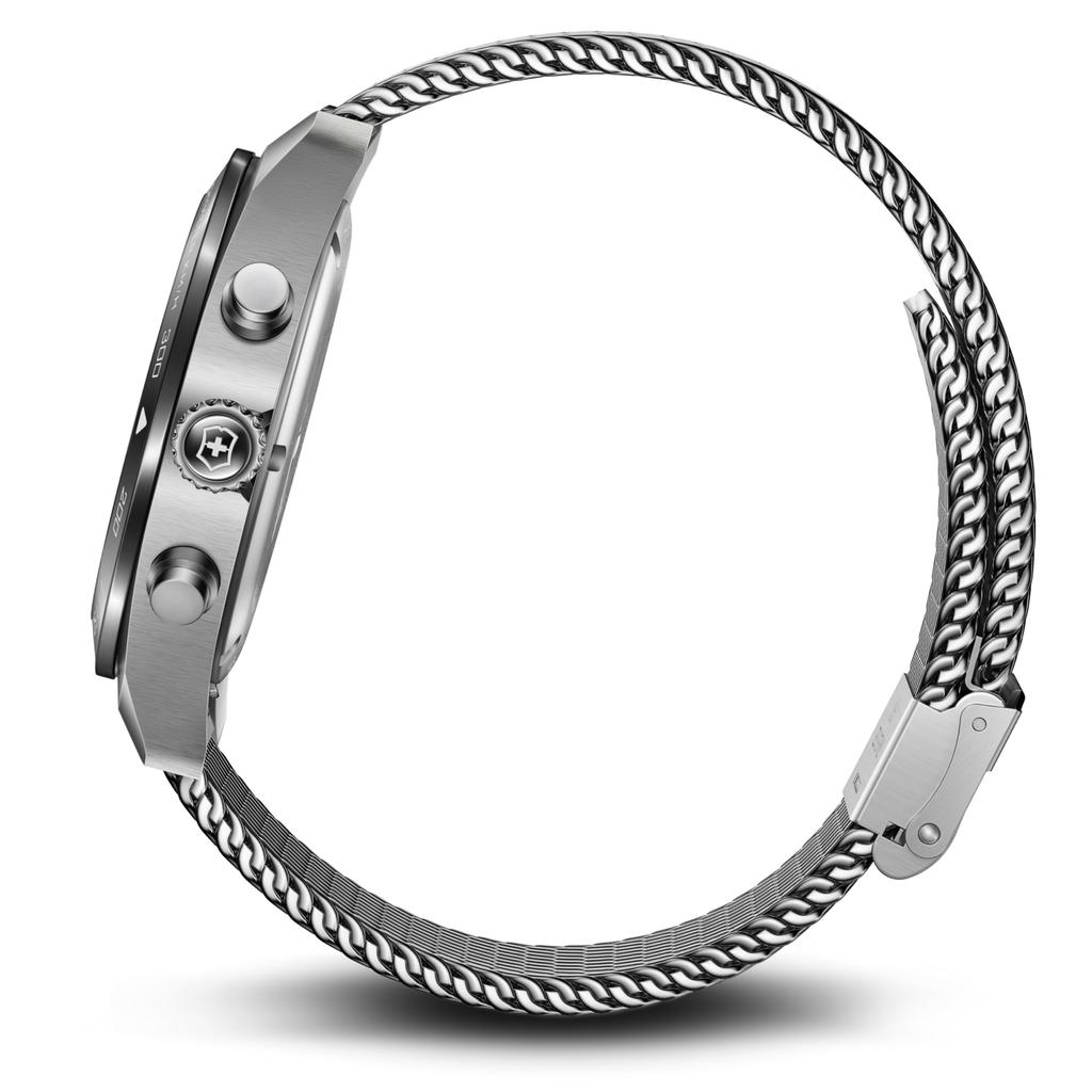 VICTORINOX SWISS ARMY Chronograph Analog Wasserdicht Quarz Schwarz Mesh Edelstahlgehäuse Austauschbarer Markenname Schwarz 242048 Herrenuhr,