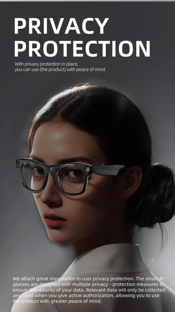 ERVPES G300 AI Smart Glasses 800MP HD Camera Bluetooth Call Voice Assistant Control Smart Glasses