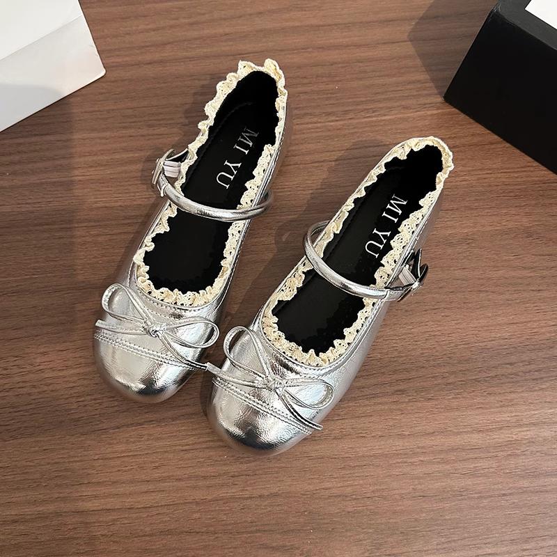 Designer Lace Women Flats Mary Jane Shoes Round Toe Shallow Ladies Casual Ballet Style Shoes Soft Leather Eelgant Dress Shoes