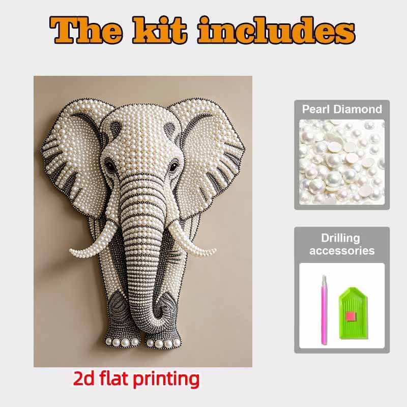Pearl Art Painting Kit for Adults and Beginners, Elegant White Elephant Sparkling Painting Craft Home Wall Decor Handmade Gift Art Projects
