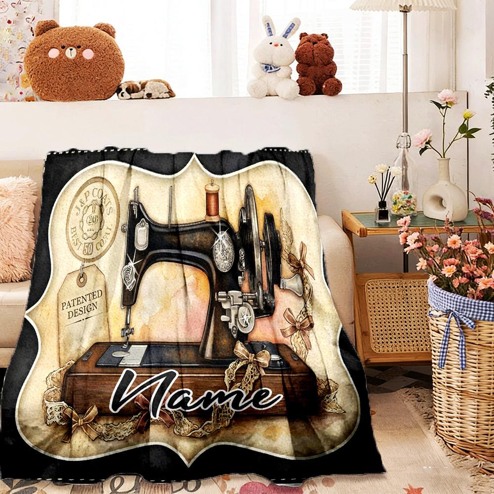 Sewing Machine Customize Your Name Home Blanketss Sewing Machine Artwork Comfortable Soft Lightweight All Season Multipurpose Blanket For Picnics