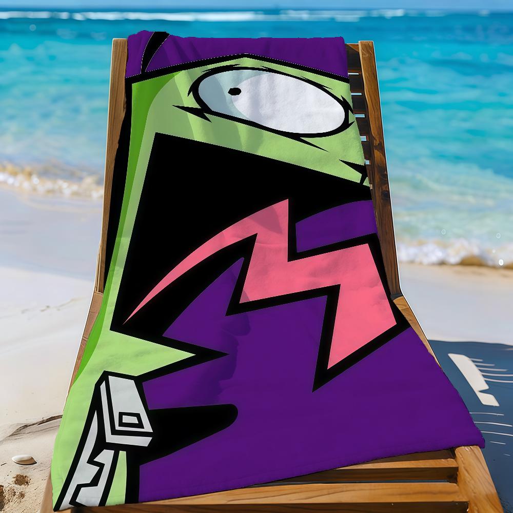 Cartoon I-Invader Z-Zim Towel Sports Quick Dry Travel Camping Gear Sandproof Soft Light Large Beach Towel