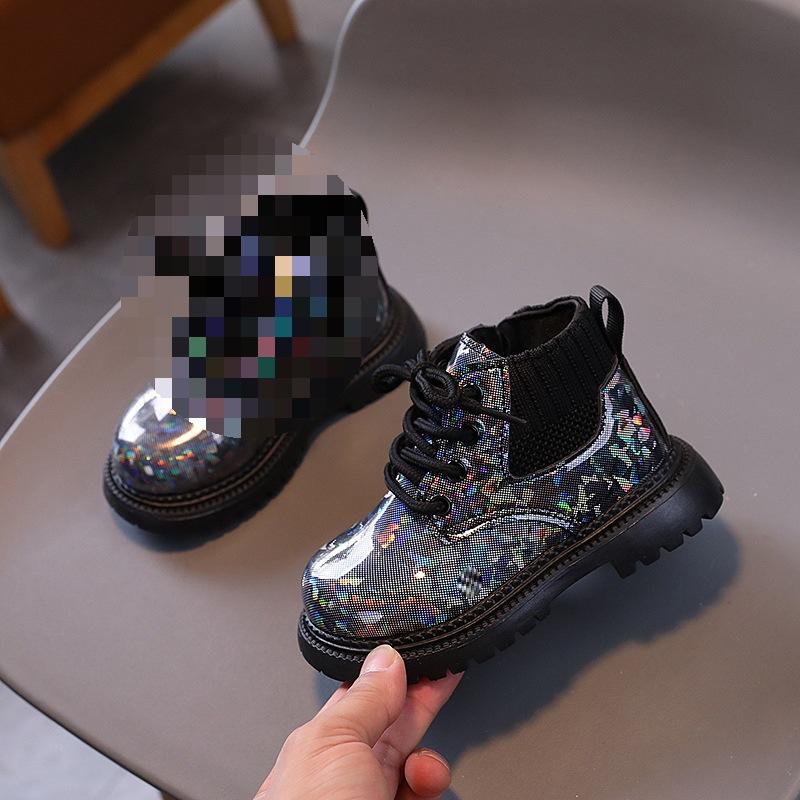 

Ботинки для девочек новые детские кожаные ботинки на мягкой подошве 25 чёрный