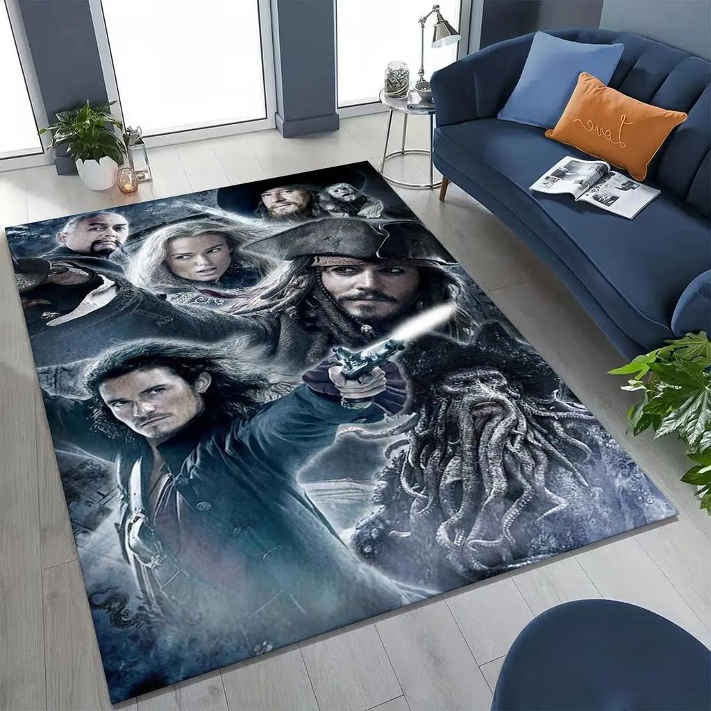 Captain Jack Pirates of The Caribbea Johnny Depp Carpet Rug for Bedroom Living Room Sofa Home Doormat Decor,Non-slip Floor Mat