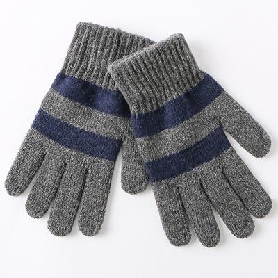 Winter New Men's Cold-proof Warm Gloves Cycling Plush Wool Knitted Full Finger Jacquard Stall Supply