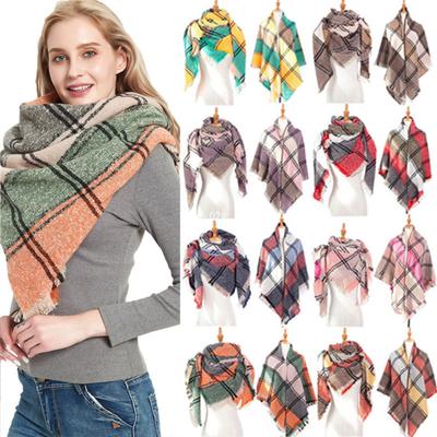 Herbst Winter Quaste Schal Damen Plaid Warm Dreieck Schal