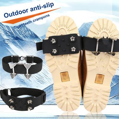 1 Pair Crampons Traction Cleats Snow Shoe Spikes with Adjustable Fastener Tape Anti-Skid Ice Snow Shoe Crampons Spikes