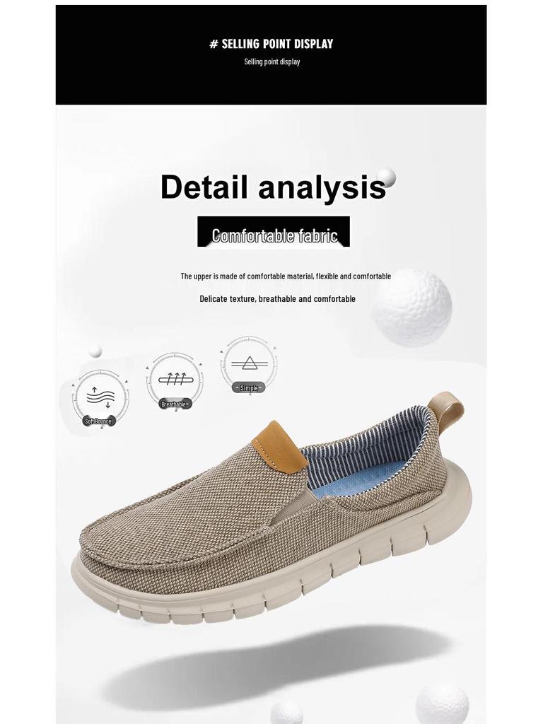 Men's Breathable Slip-On Canvas Shoes, Odor-Resistant and Lightweight, Casual Sports Driving Shoes, Plus Size 47