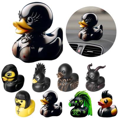 Gothic Duck Figurine Punk Deathrock Satanic Black Duck Resin Statue Sculpture Home Office Desktop Decoration Halloween Party Ornament