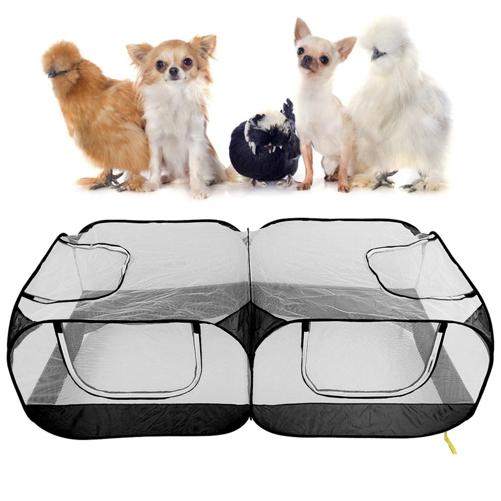 Portable Chicken Run Coop Foldable Small Animal Pen Outdoor Pet Fence for Hen Duck RabbitBlack