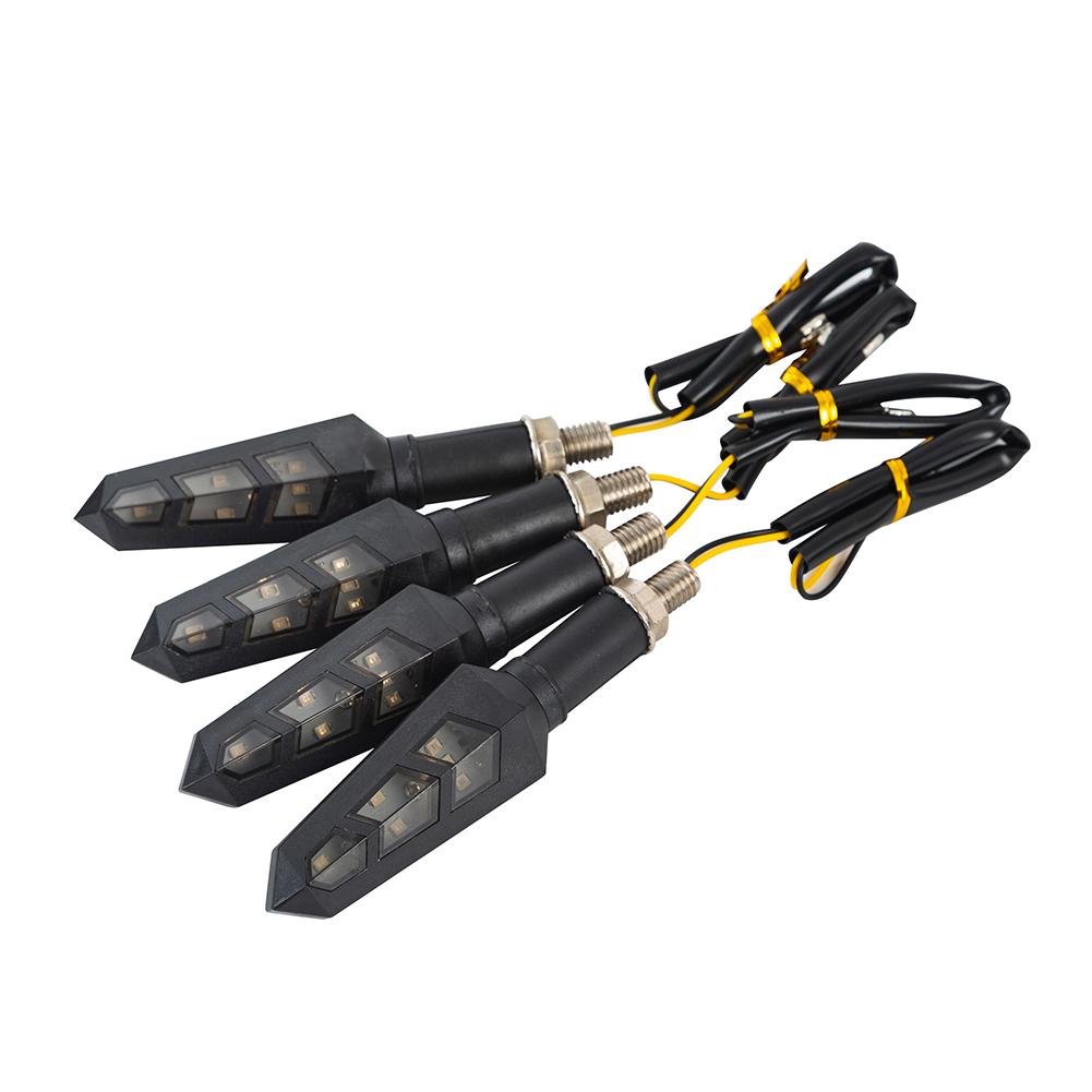 4Pcs Universal 12V Motorcycle LED Turn Signal Indicators,Sequential Flowing Blinker Lights,Fishbone Shape Arrow Lamps for Motorbike Scooter Quad