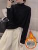 Slimming Long-Sleeve Velvet High-Neck Shirt for Women with Skin-Brightening Design