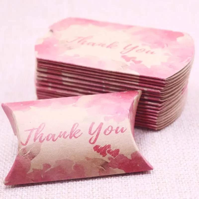 50pcs Marble Style Box Anniversary Gift Box Wedding Present Flamingo Design Box Paper Pillow Cardboard Jewelry Packing