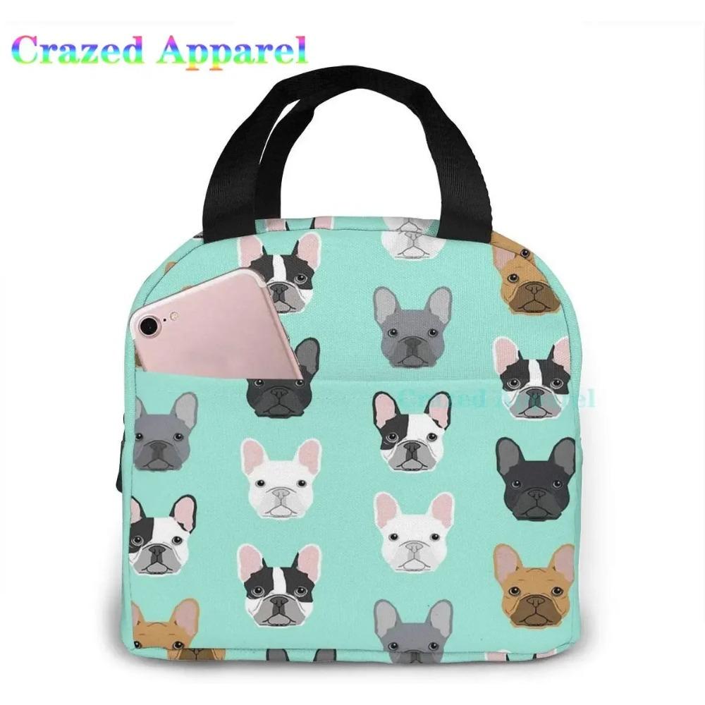 French Bulldog Cute Dog Insulated Lunch Bag Portable Thermal Cooler Box Reusable Picnic Tote Bento Bag for Men Women Kids