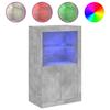 VidaXL Armoire Latérale avec Lumières LED, Meuble de Rangement avec Étagère en Verre, Buffet de Salon Intérieur, Moderne, 836626