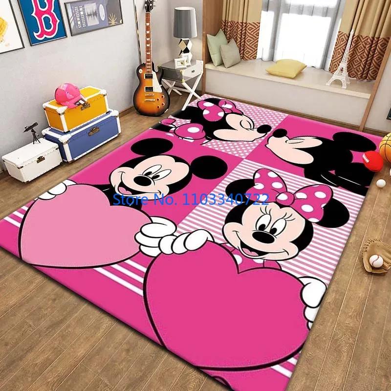 Mickey Minnie Area Mat, Cute Cartoon Rug Carpets 120x160cm Decor for Living Room Children's Bedroom Sofa Bathroom Kids Floor Mat