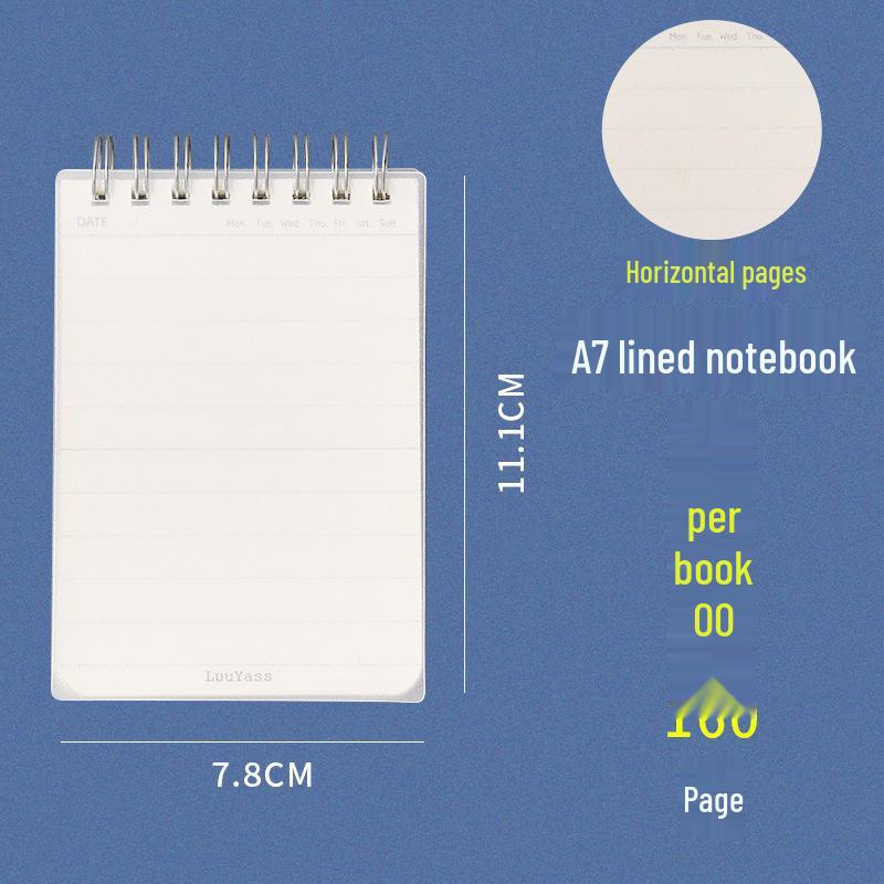 PP Cover A7 Flip-Up Coil-Bound Lined Notebook - Mini English Diary for Students & Stationery