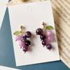 1 Pair Vivid Charming Dangle Earrings Alloy Lovely Fruit Grape Drop Stud Earrings Jewelry Acessories